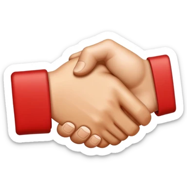 Handshake emoji but one hand is red and the other is brown sticker