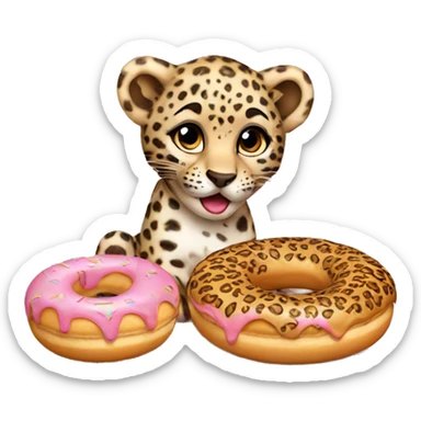 Leopard cub with a donut sticker