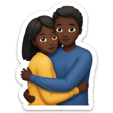 Two people hugging. They are facing each other. Silhouette only.  sticker