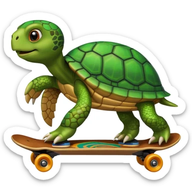 Turtle on skateboard  sticker