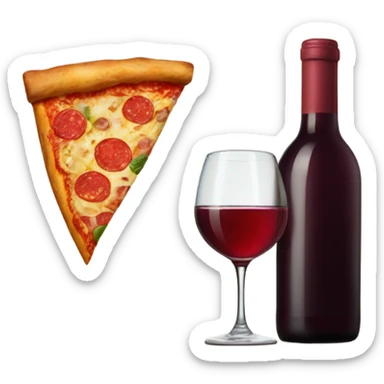 Wine bottle eating a slice of pizza sticker