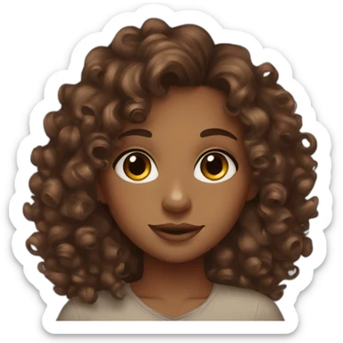 Brown girl curly hair brown eyes sticker