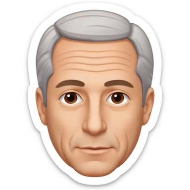 Create an Apple iOS emoji-style portrait of Jeffrey Epstein: clean vector shapes, smooth gradients, neutral expression, plain background, centered head-and-shoulders, high resolution. sticker