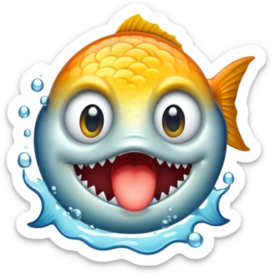 Fish stuffed in the mouth  sticker