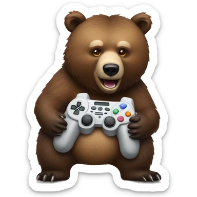 Grizzly Bear holding a video game controller  sticker