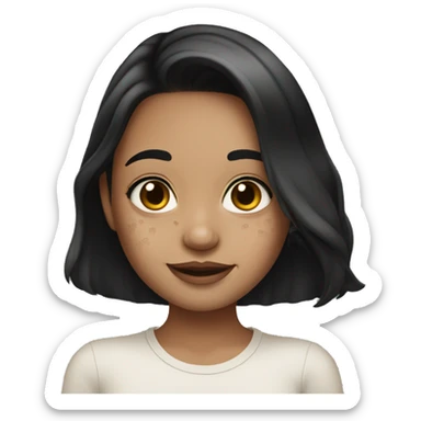 Girl with dark hair and vitiligo sticker