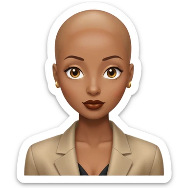 shiny skin wearing blazer Alluring black woman wide nose bald head big brown lips sticker