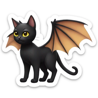 black cat with bat wings sticker