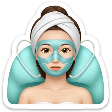 Lady with face mask spa beauty full face relaxing sticker