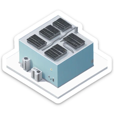 Data centre project with a chiller on the roof blowing up sticker