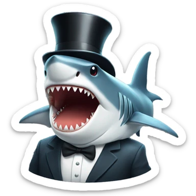 Shark with a top hat sticker