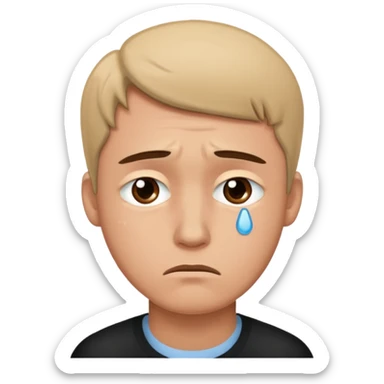 Make a sad face that has a body which is a man sticker