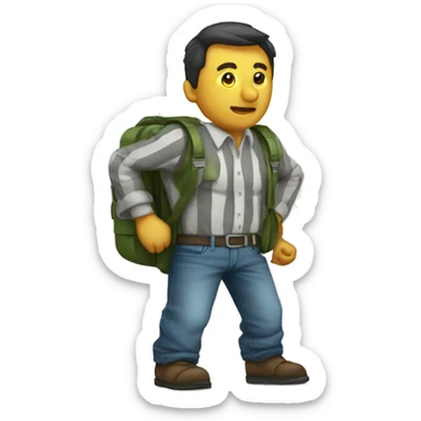 Ladron con camisa de rayas con un saco de billetes sticker