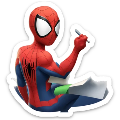Spiderman with a to-do list in his hands sticker