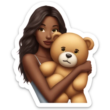 Photo Real Victoria secret model cuddling a teddy bear  sticker