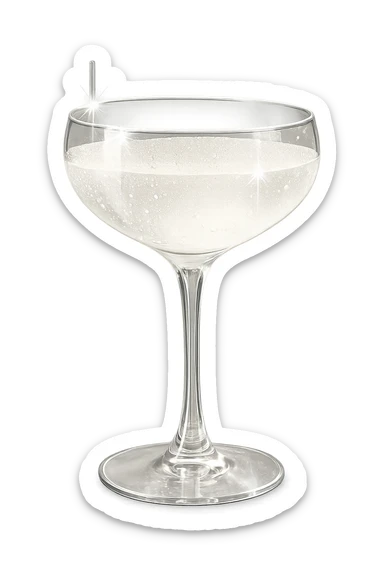 white sparkling cocktail glass sticker