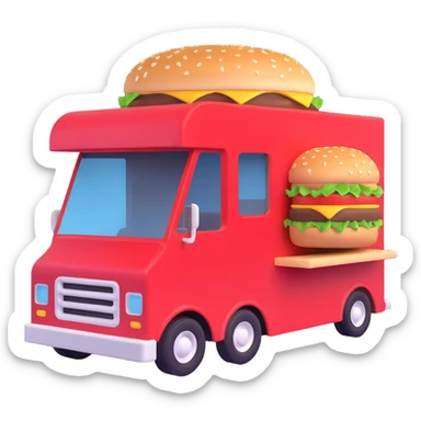 generate me a 3D hamburger food truck sticker