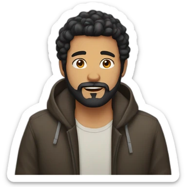 man, black hair, 30 years olds and a beard sticker