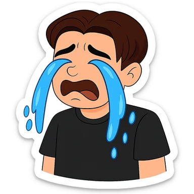 Change the hair color to a rich brown shade matching the fourth image, keep the shirt black, everything else the same, transparent background, maintain the original style and details. sticker