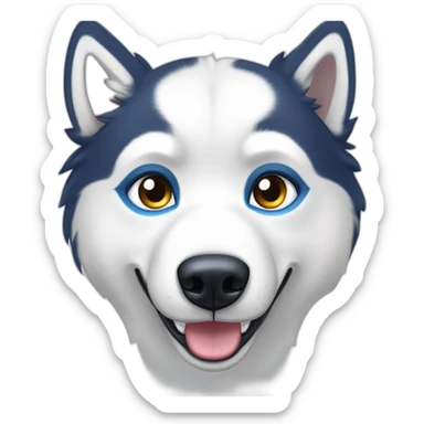 Husky blanc yeux bleu poil un peu court et souriant sticker
