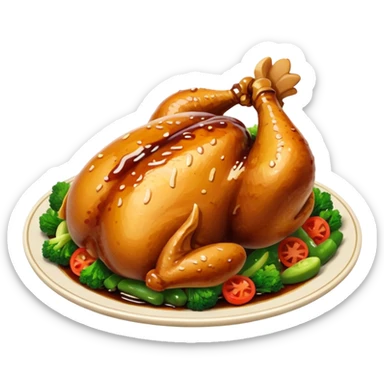 chicken vegetables soy sauce on top  sticker