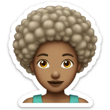 hair afro, light skin, girl sticker
