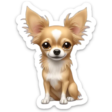 Long hair sand chihuahua named rhapsody sticker