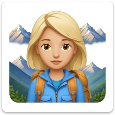 girl backpacking, travelling mountains background sticker