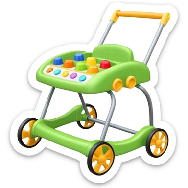 green baby walker with toys on it sticker