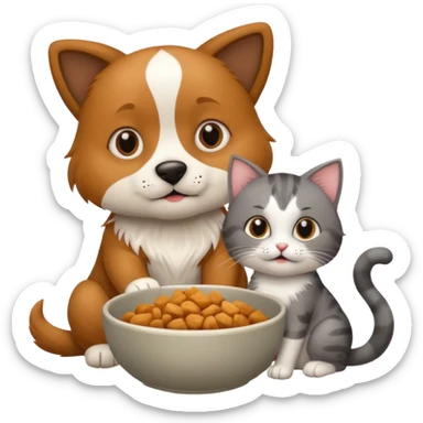 The dog is itching because of fleasThe dog is itching because of fleas, the cat is eating a lot of food from the bowl sticker