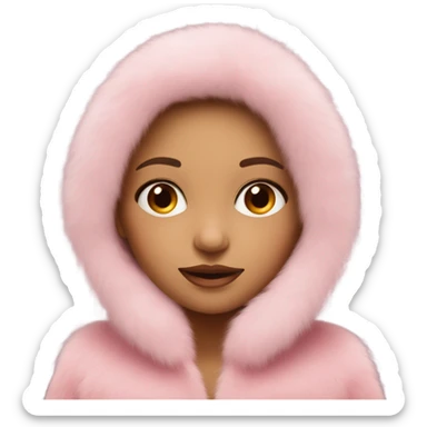 European girl in a pink fur coat sticker