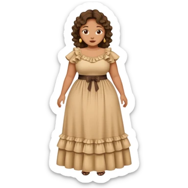 Can you make and she’s wearing a dress like a ruffles and her hand is on her waist and she’s fat sticker