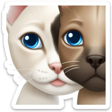 Siamese cat Hug white boy brown hair blue eyes sticker
