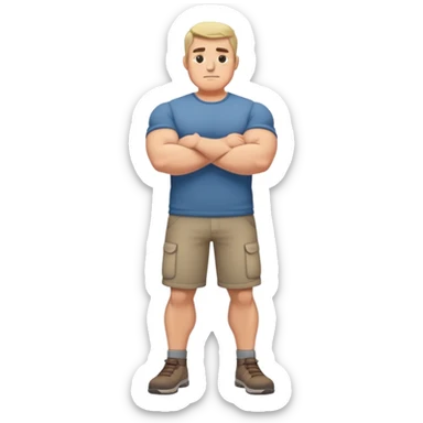 full body bulky male figure standing with arms crossed, muscular build, wearing casual clothes, confident stance sticker