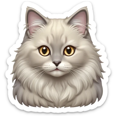 Cinematic Adorable Fluffy Grey Ragdoll Cat Portrait Emoji, Head tilted cutely with big, sparkling eyes, soft grey fur with lighter tones around the face and paws, Simplified yet irresistibly adorable features, highly detailed, glowing with a soft, warm glow, high shine, affectionate and playful, stylized with a touch of whimsy, bright and endearing, soft glowing outline, capturing the essence of a curious and loving kitten, so cute it feels like it could leap out of the screen and snuggle up for a cuddle! sticker