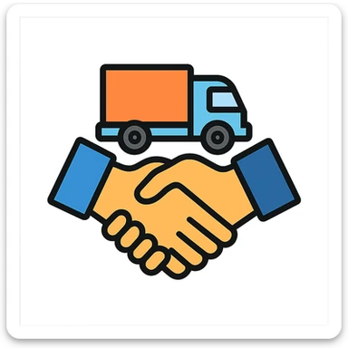 icon of a handshake with a delivery truck sticker