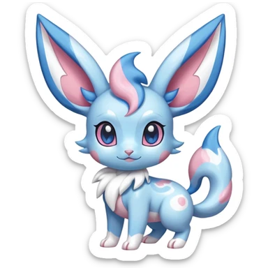 Exotic shiny rare epic cute sylveon-snotty-creature, full body, with random markings sticker