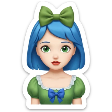 snow white with green dress blue hair bow and green eyes sticker
