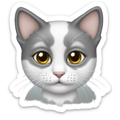 little cat white with stain grey sticker