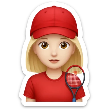 red tennis hat and red tshirt girl sticker