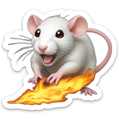 a rat on fire sticker