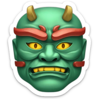 esmerald japanese oni mask sticker