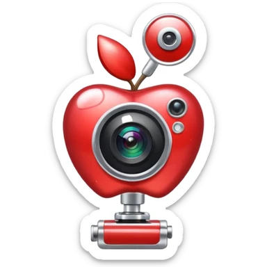 diamond-shaped pin with video camera, sparkling effect, premium video location, apple style emoji sticker