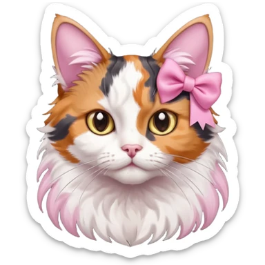 cat with pink ribbon on ear sticker