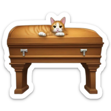 Cat banging on coffin sticker