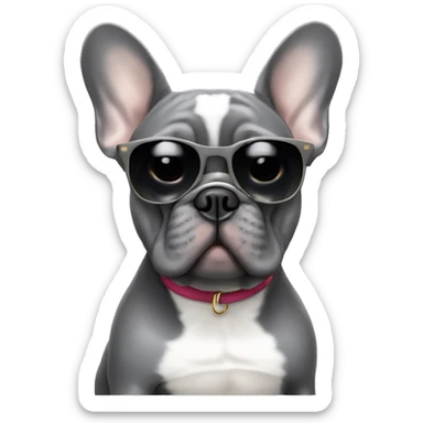 Grey French bulldog in sunglasses  sticker