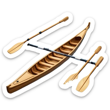 An icon showing a close-up of crossed oars, a sleek racing shell, and rippling water, symbolizing rowing. The design includes droplets in motion and a streamlined boat tip cutting through waves. Transparent background emphasizes strength, precision, and the spirit of competitive rowing sticker