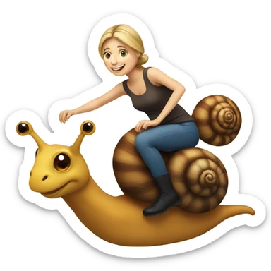 Caucasian Woman riding a snail sticker