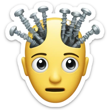 Head with screws inside sticker