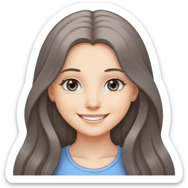 smiling girl with long hair with gray eyes  sticker